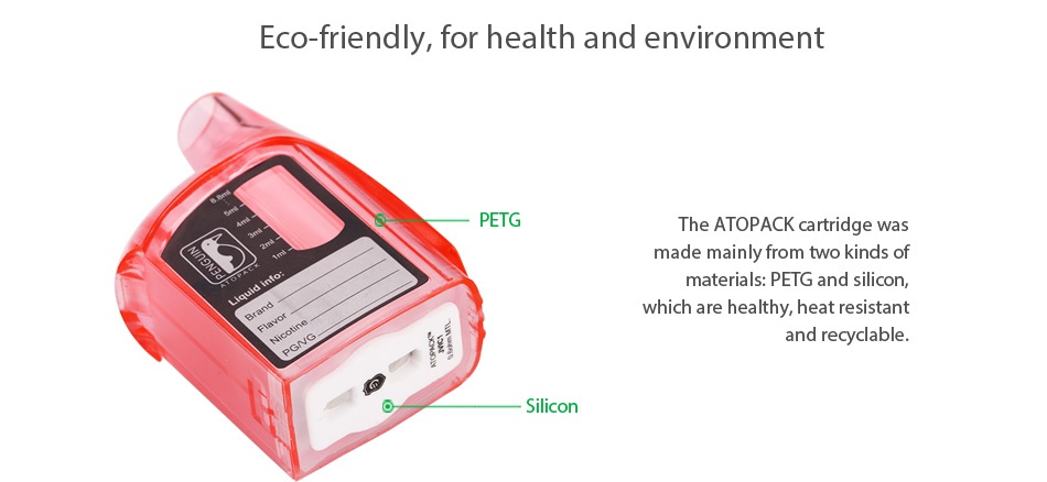 Joyetech Atopack Penguin SE Starter Kit 2000mAh Eco friendly  for health and environment PETG The AtoPacK cartridge was ade mainly from two kinds of materials  Petg and silico hich are healthy heat resistant and recyclable Silicon