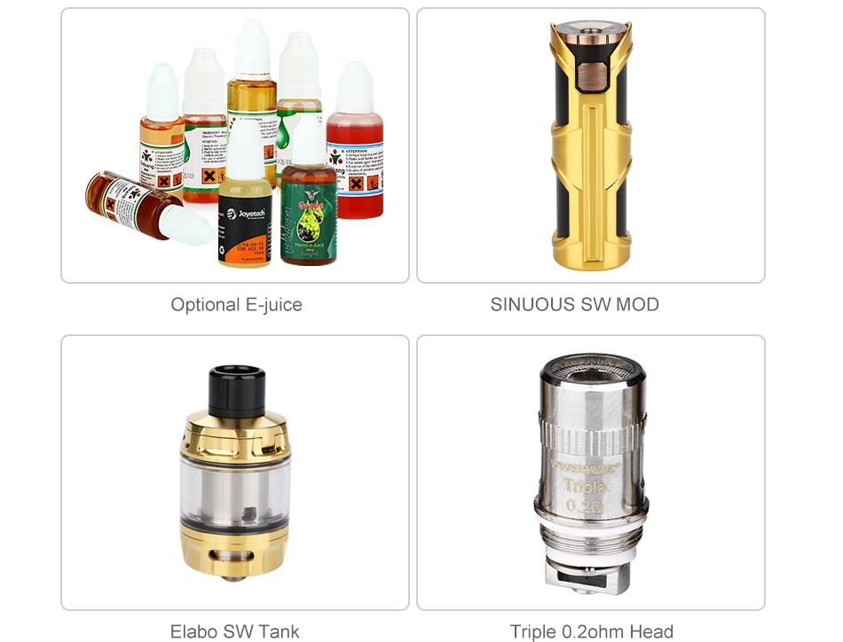 WISMEC SINUOUS SW with Elabo SW Starter Kit 3000mAh    Optional E juice SINUOUS SW MOD Elabo sw tank Triple 0 2ohm Head