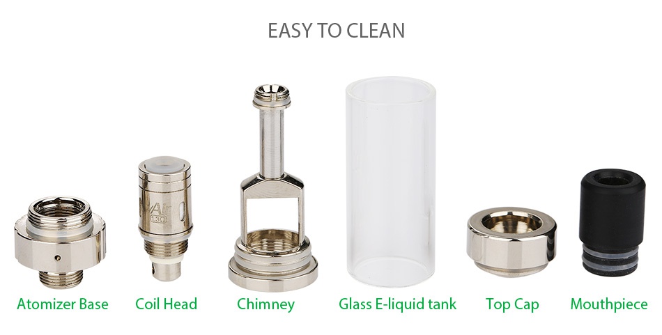 VapeOnly BEAM Starter Kit 650mAh EASY TO CLEAN Atomizer base Coil head Chimney Glass E liquid tank Top Cap Mouthpiece