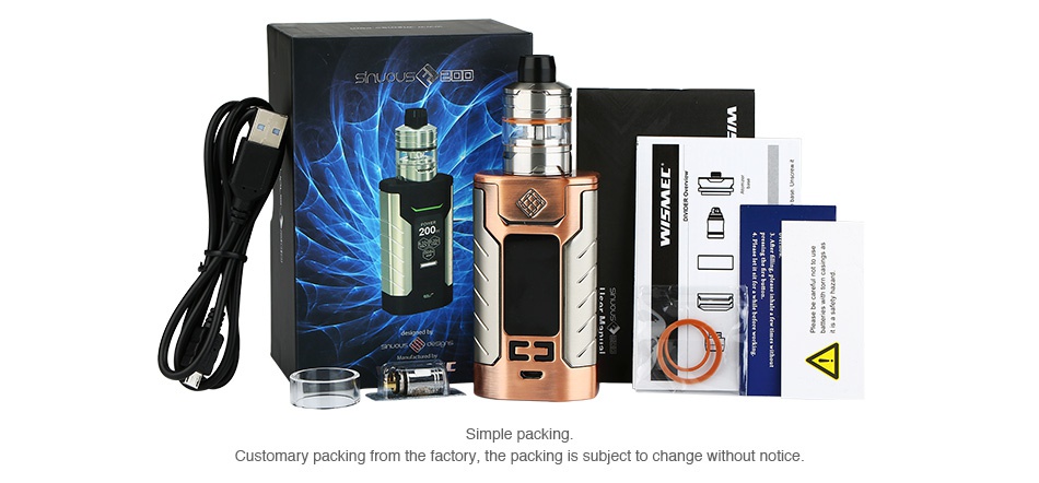 WISMEC SINUOUS FJ200 with Divider TC Kit 4600mAh Simple packing Customary packing from the factory  the packing is subject to change without notice