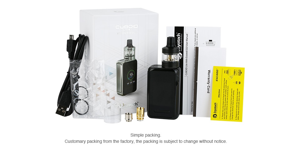 Joyetech CUBOID Lite 80W with Exceed D22 TC Kit 3000mAh 1  Customary packing from the factory  the packing is subject to change without notice