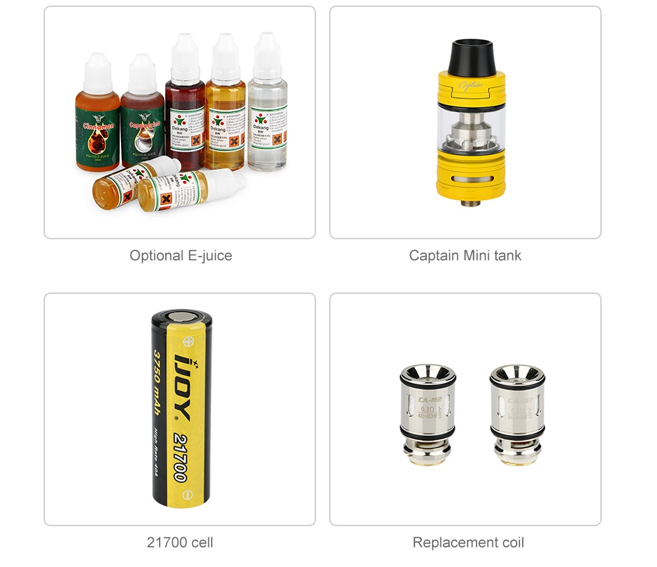 IJOY ELITE PS2170 100W TC Kit 3750mAh Optional E juice Captain Mini tank   21700ce Replacement col