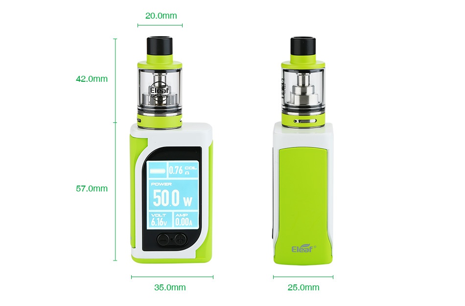 Eleaf iStick Kiya 50W with GS Juni TC Kit 1600mAh 20 0mm 42 0mm 570mm 500w EleF 35 0mm 25 0mm