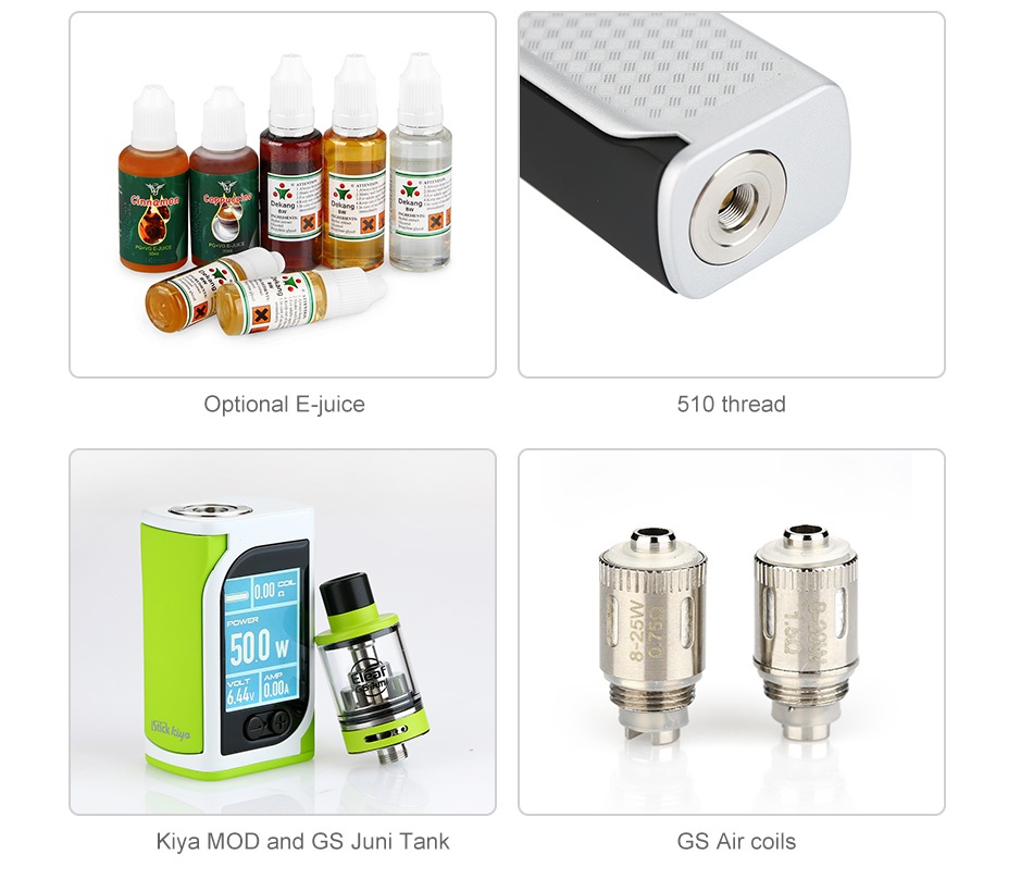 Eleaf iStick Kiya 50W with GS Juni TC Kit 1600mAh Optional E juice 510 thread Kiva Mod and Gs Juni Tank GS Air coils