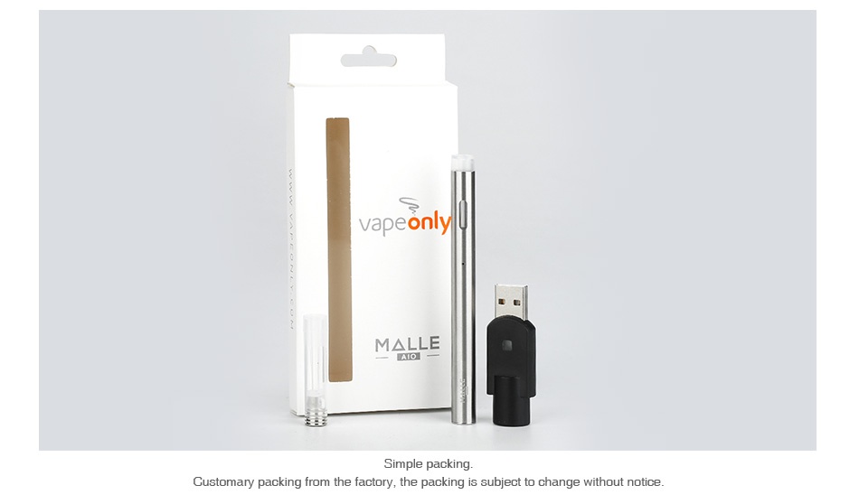 VapeOnly Malle AIO Starter Kit 180mAh Apeo M L E Customary packing from the factory  the packing is subject to change without notice