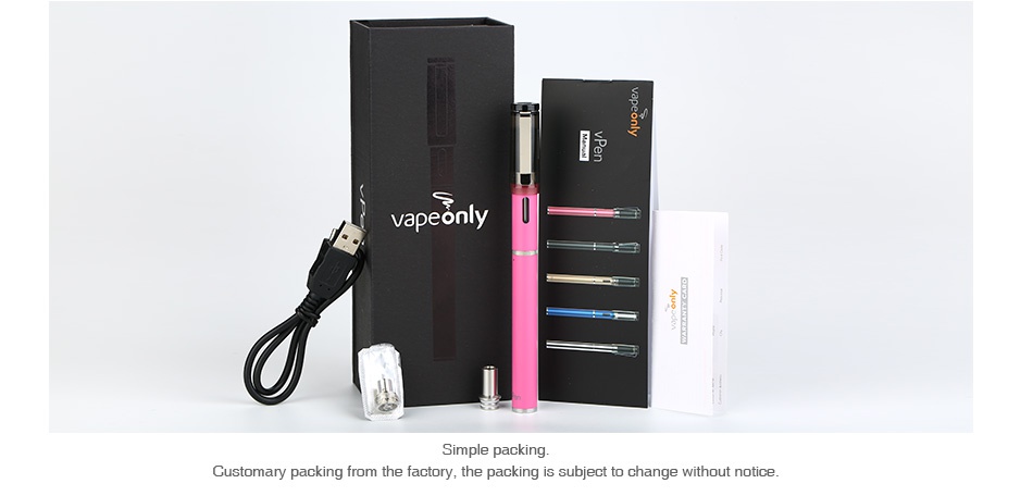 VapeOnly vPen Starter Kit 390mAh only Simple packing Customary packing from the factory  the packing is subject to change without notice