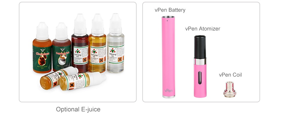 VapeOnly vPen Starter Kit 390mAh vPen Battery Pen Atomizer Optional E juice
