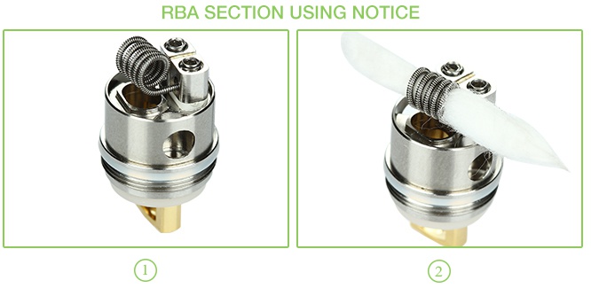 OBS ACE Tank Atomizer with RBA Head - 4.5ml, Steel RBA SECTION USING NOTICE