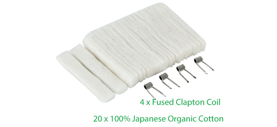 VGOD CoilFeenz Build Kit With 4 Fused Clapton Coils 4 x Fused Clapton Coil 20 X 100  Japanese Organic Cotton