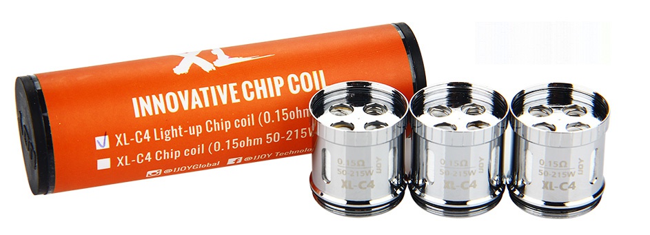 IJOY XL-C Light-up Chip Coil 3pcs INNOVATIVE CHIP COI V XL C4 Light up Chip coil  0  15ohr XL C4 Chip coil  0  15ohm 50 215