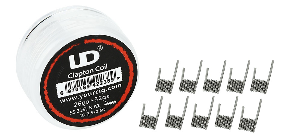 UD Clapton Coil (26GA SS316L+32GA KA1 ID2.5x0.5ohm) 10pcs Clapton Coil ww  yourcig com 9 aY 6 SS 316LKA1