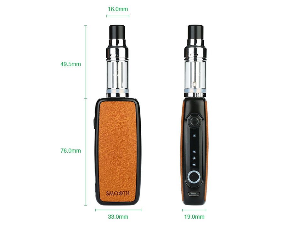 VapeOnly Smooth Starter Kit 1000mAh 16 0mm 49 5mm 76 0mm sM TH 33 0mm 19 0mm