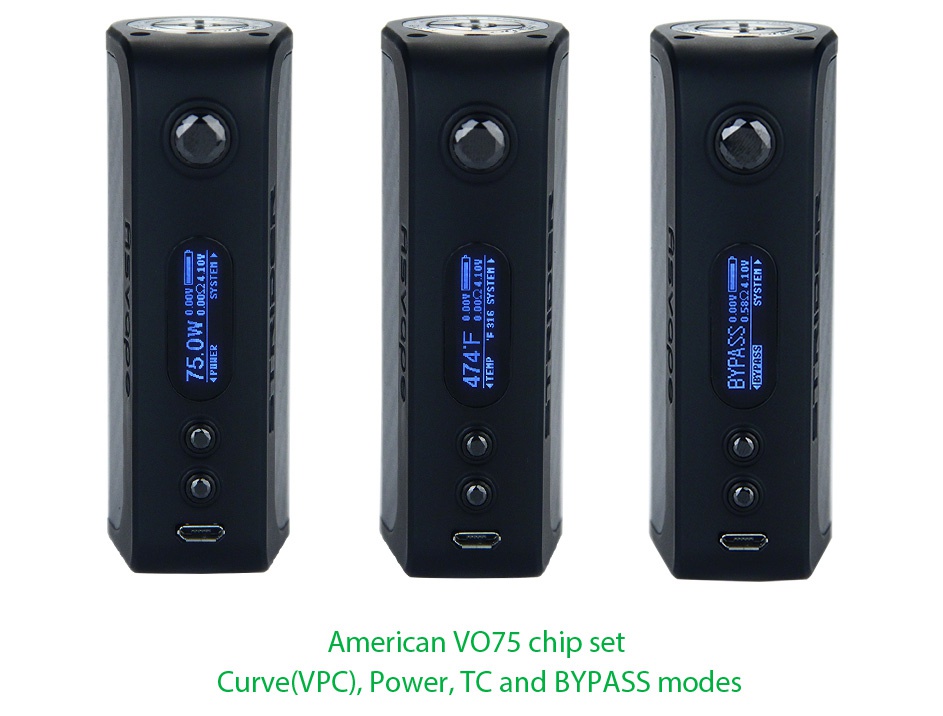 Asvape Strider VO75 TC Box MOD American vo75 chip set Curve vPC   Power  TC and BYPass modes