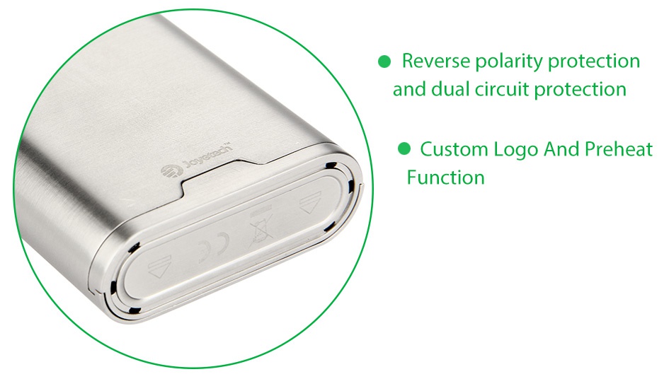 Joyetech Cuboid 200 TC Box MOD o Reverse polarity protection and dual circuit protection o Custom Logo And Preheat Function