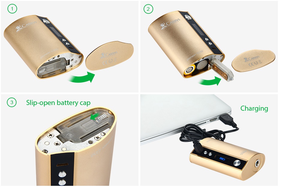 CARRYS Pioneer G150 TC Box MOD Slip open battery cap Charging