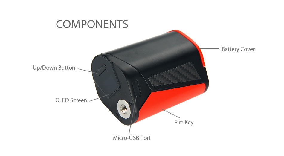 SMOK GX350 TC Box MOD COMPONENTS Battery Cover Up Down Button OLED Scree Fire Ke Micro USB Port