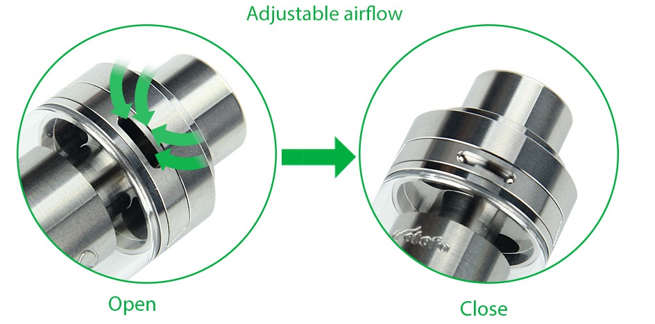 WOTOFO Sapor RTA 25 Atomizer 3.5ml Adjustable airflow Open Close