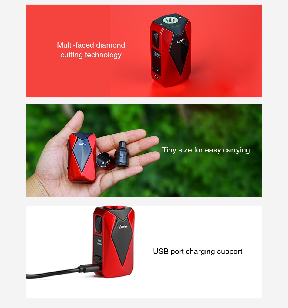 IJOY Diamond Bae 45W VW Box MOD 1400mAh Multi faced diamond cutting technology Tiny size for easy carrying USB port charging support