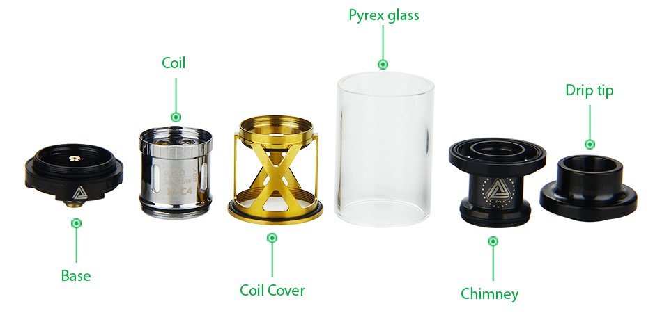 IJOY Limitless XL Tank/RTA 4ml yrex glass Drip tip p over nne
