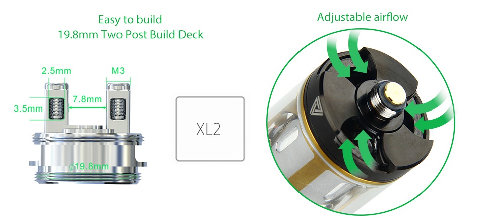 IJOY Limitless XL Tank/RTA 4ml Easy to build Adjustable airflow 19 8mm Two Post build deck 2 5mm 7 8mm 3 5mm  L2