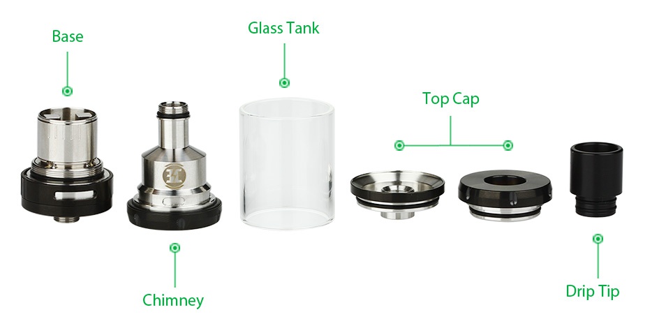 Ehpro Billow V2.5 RTA 6ml Glass Tank Top C Drip tip Chimney