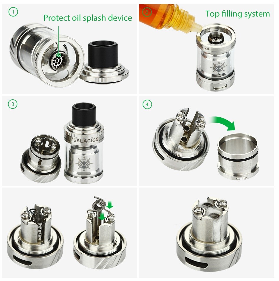 Tesla Captain 24 RTA Tank 2.5ml Protect oil splash device Top filling system ESLACIGS