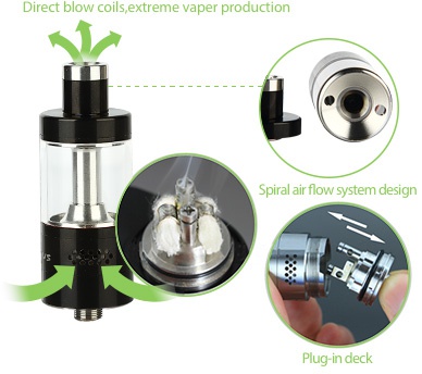 UD Bellus RTA Tank Atomizer 5ml Direct blow coils  extreme vaper production    Spiral air flow system design Plug in deck
