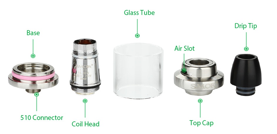 SMOK Quantum Brit Mini 80W TC Start Kit Glass Tube Drip tip Air slot 510 Connector Coil head Top Ca