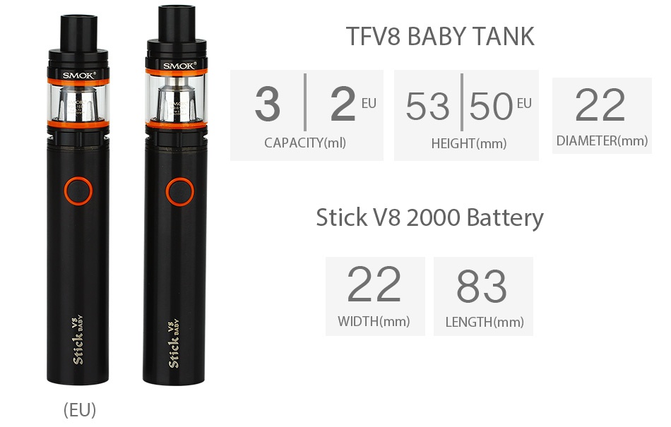 SMOK Stick V8 Baby Kit with TFV8 Baby 2000mAh     SMOK Rainbow Gold Black