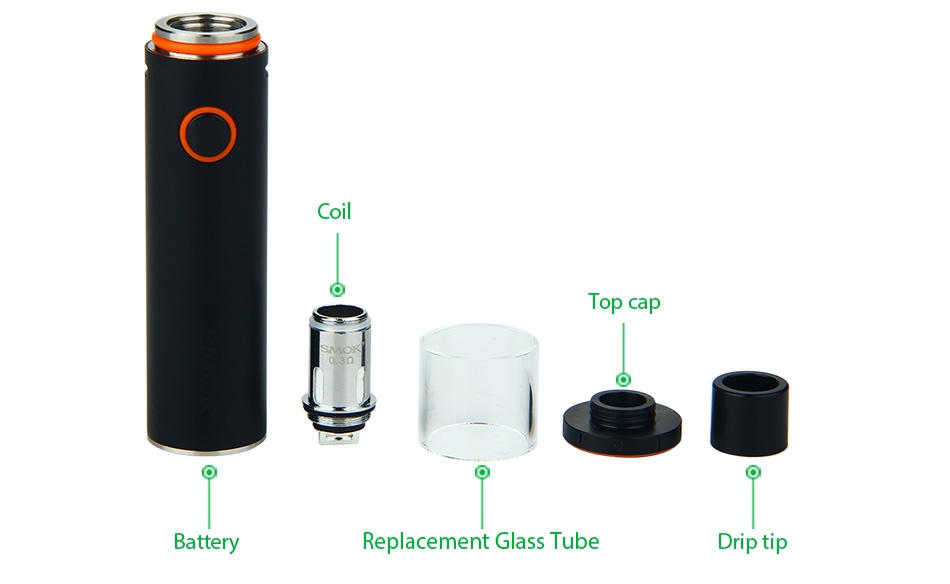 SMOK Vape Pen 22 Starter Kit 1650mAh Coil To op cap Battery Replacement Glass Tube Drip ti