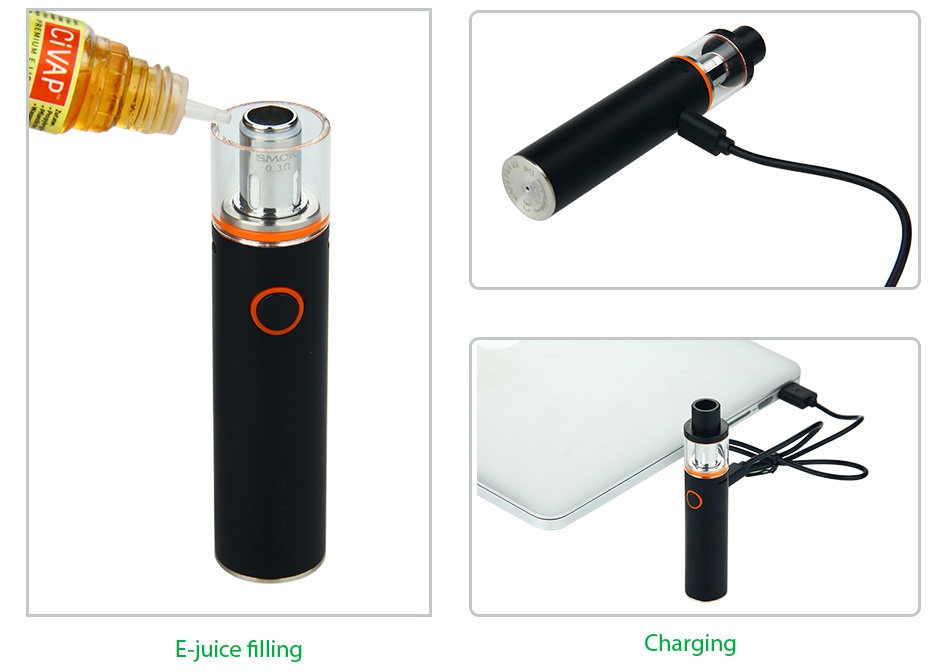 SMOK Vape Pen 22 Starter Kit 1650mAh   E juice filling Charging