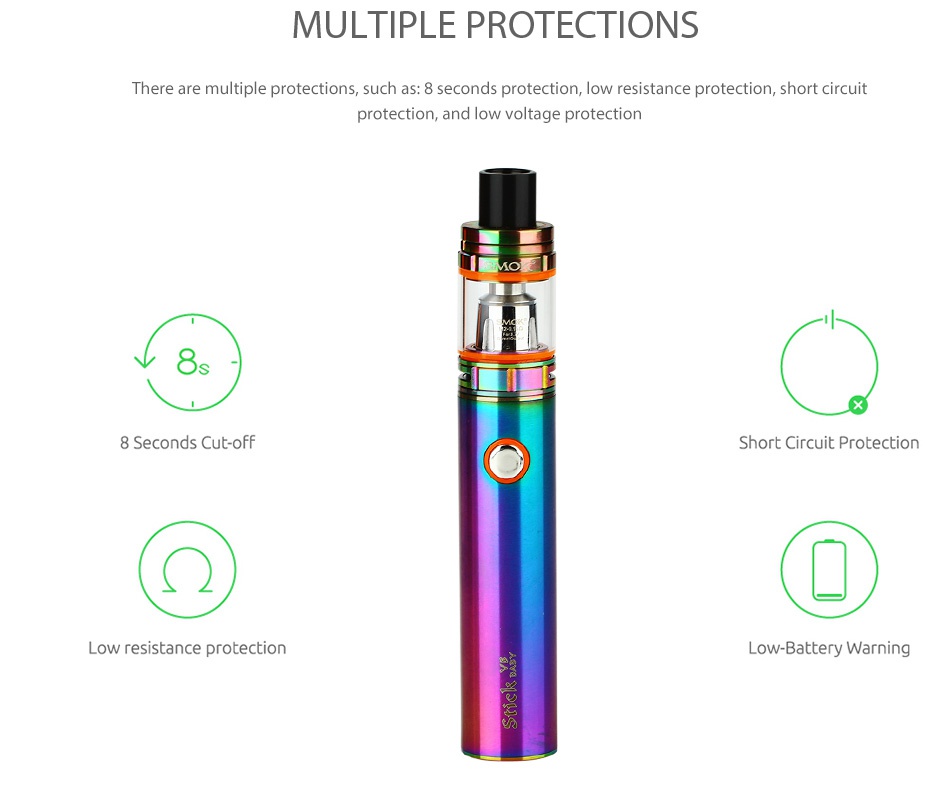 SMOK Stick V8 Baby Kit with TFV8 Baby 2000mAh     SMOK Rainbow Gold Black