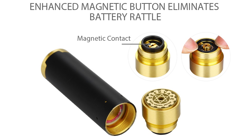 GeekVape Tsunami Mech Kit ENHANCED MAGNETIC BUTTON ELIMINATES BATTERY RATTLE Magnetic Contact