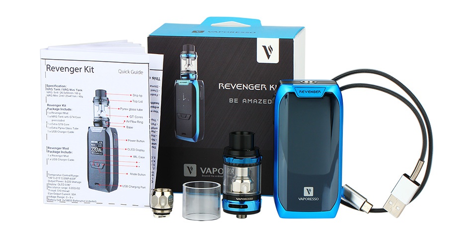 Vaporesso Revenger TC Kit with NRG Tank 220W Revenger Ki Quick Guide R v NG RK BE AMAZED VAPO