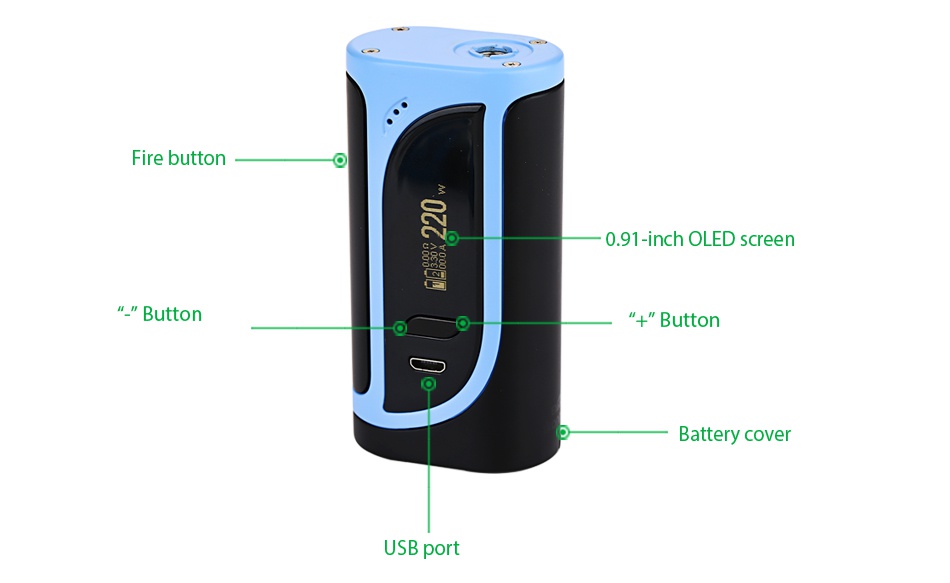 Eleaf iKonn 220 with Ello Kit e button 0 9  inch oled screen Button Button Battery covel USB port