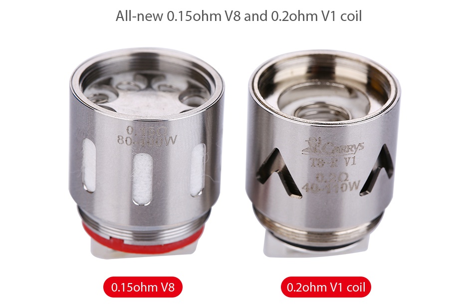 CARRYS T8-R Resin Tank 5ml All new 0 1 ohm v8 and oohm 1 co 2y1 ohm v8 0 ohm V1 co