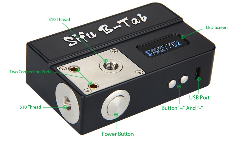 UD Sifu B-Tab Box MOD/DIY Tool Su a 510 Thread Two Connecting Port USB Port 510 Thread Button   And Power button
