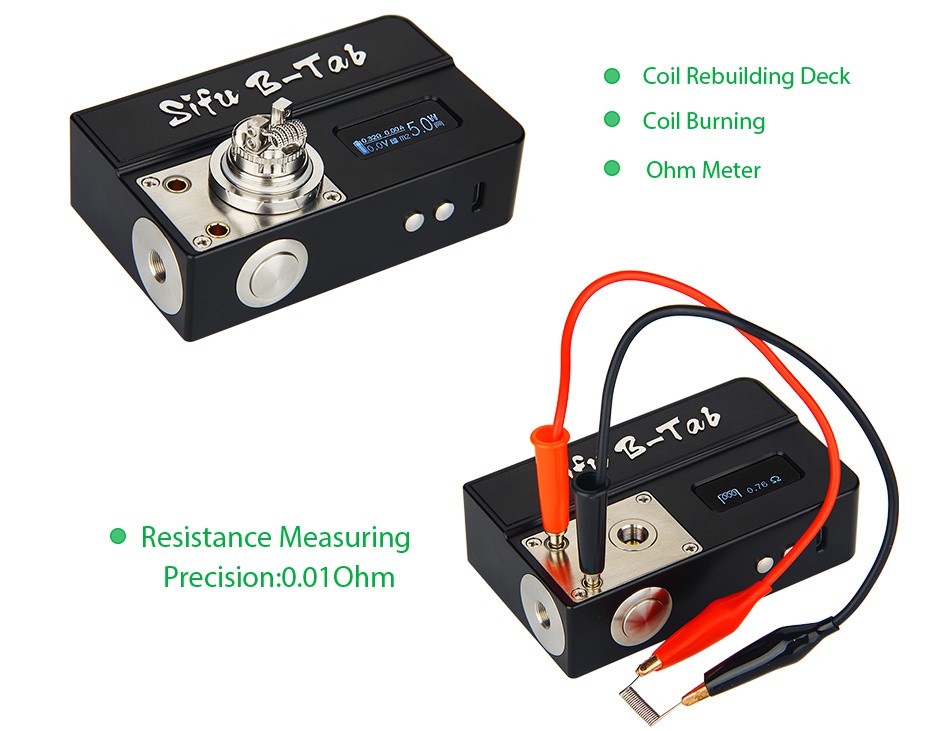 UD Sifu B-Tab Box MOD/DIY Tool  0 o Coil Rebuilding deck   Coil Burning O Ohm Meter o Resistance Measuring Precision  o01 Ohm