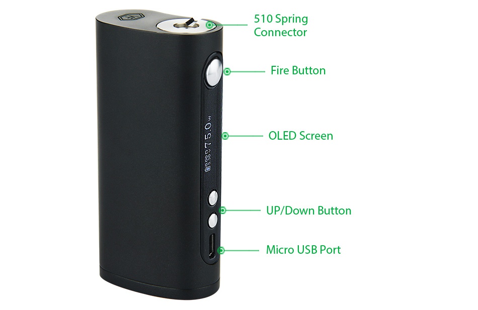 [US Only] Vape Forward Vaporflask Lite 75W TC Box MOD 510 Spring Connector Fire button OLED Screen UP Down Button Micro usb port
