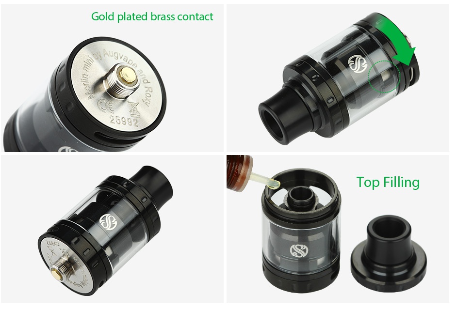 AUGVAPE Merlin Mini RTA 2ml Gold plated brass contact 25992 T p g