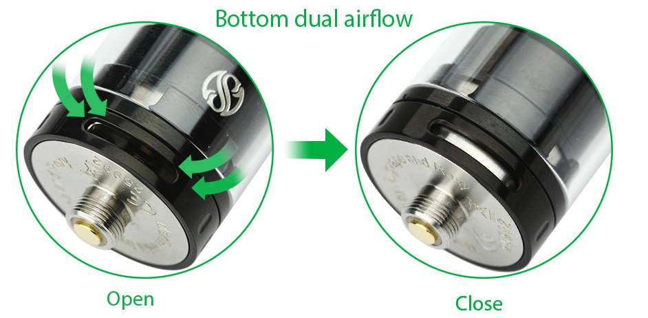 AUGVAPE Merlin Mini RTA 2ml Bottom dual airflow Open Close