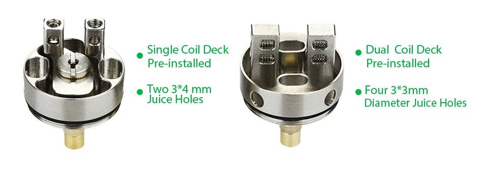 AUGVAPE Merlin Mini RTA 2ml Single Coil Deck   Dual Coil deck Pre installe Pre installed  TWo34mm o Four 3 3mm Juice holes Diameter juice hole