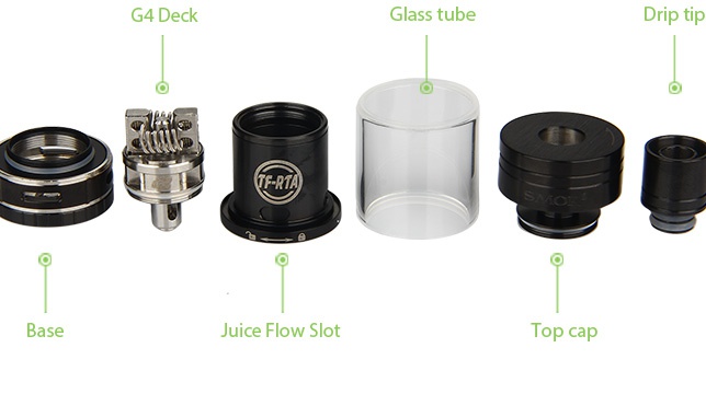 SMOK TF-RTA Tank 4.5ml G4 Deck Glass tube Drip tip ase uice Flow slot Top cap