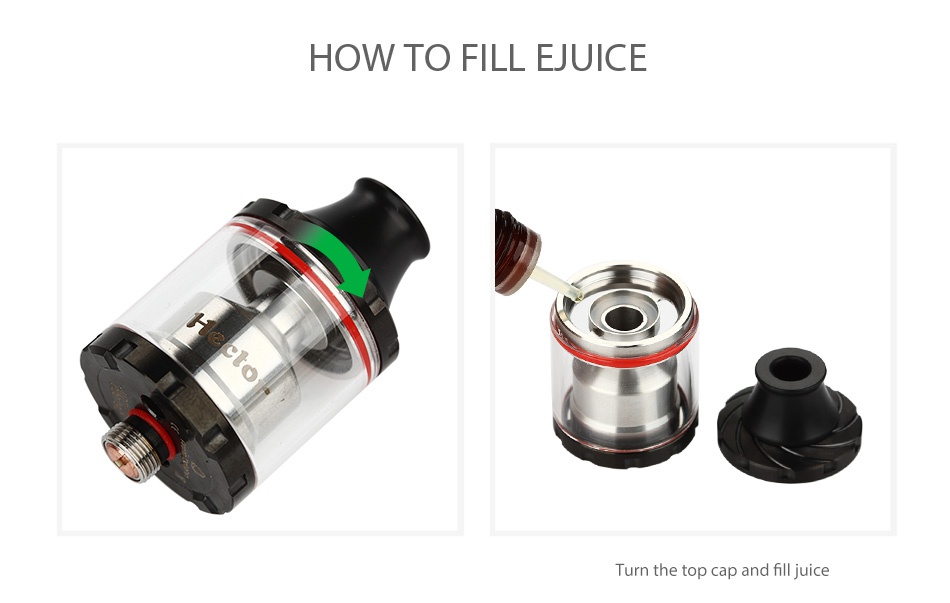 Arctic Dolphin Hector RTA HOW TO FILL BJUICE urn the top cap and fill juice