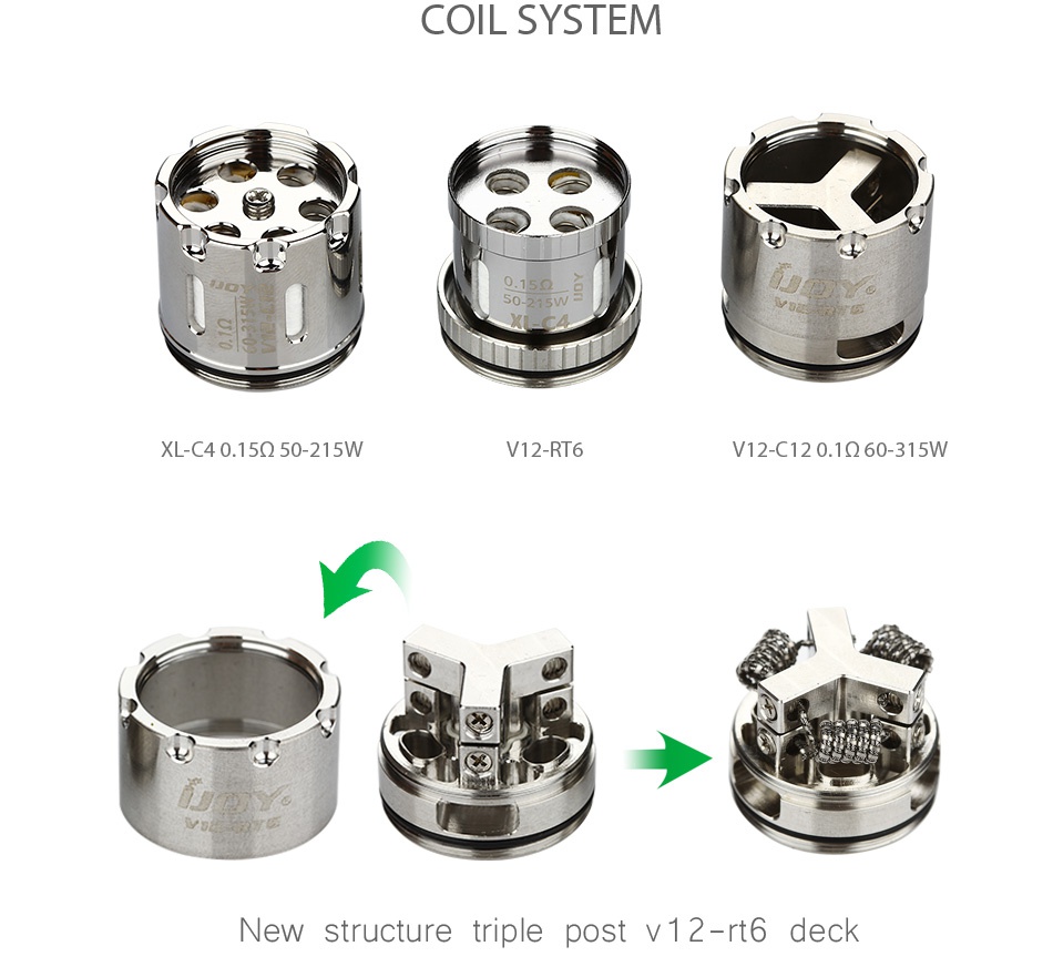 IJOY MAXO V12 Subohm/RTA Supreme Kit 5.6ml COIL SYSTEM XL C40 15950 215W V12 RL V12 C120 1060 315W New structure triple post v12 rt6 deck