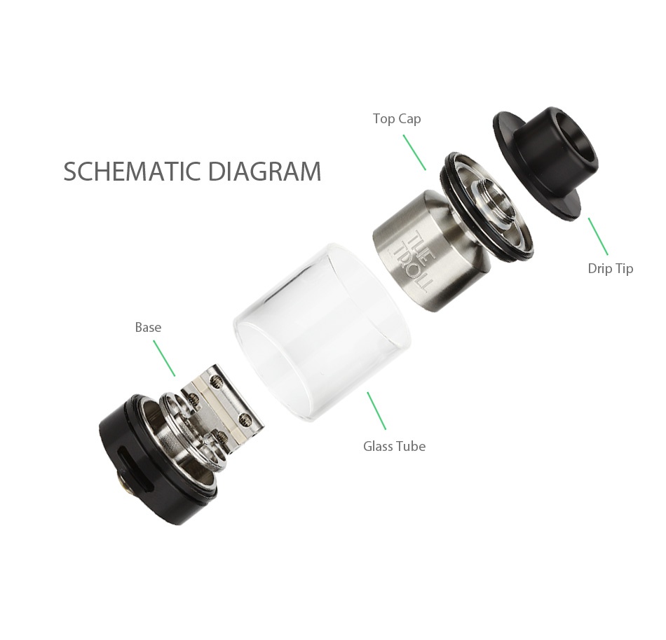 WOTOFO The Troll RTA 5ml Top C SCHEMATIC DIAGRAM Glass Tube