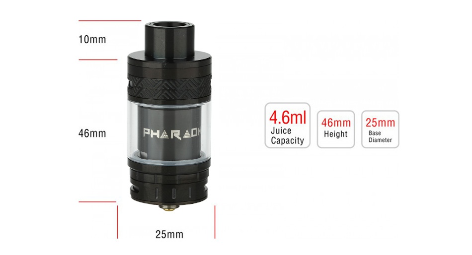 Digiflavor Pharaoh RTA 4.6ml 10mm 4 6ml 46mm 25mm 46mm PHAR D Juice Height Capacity 25mm