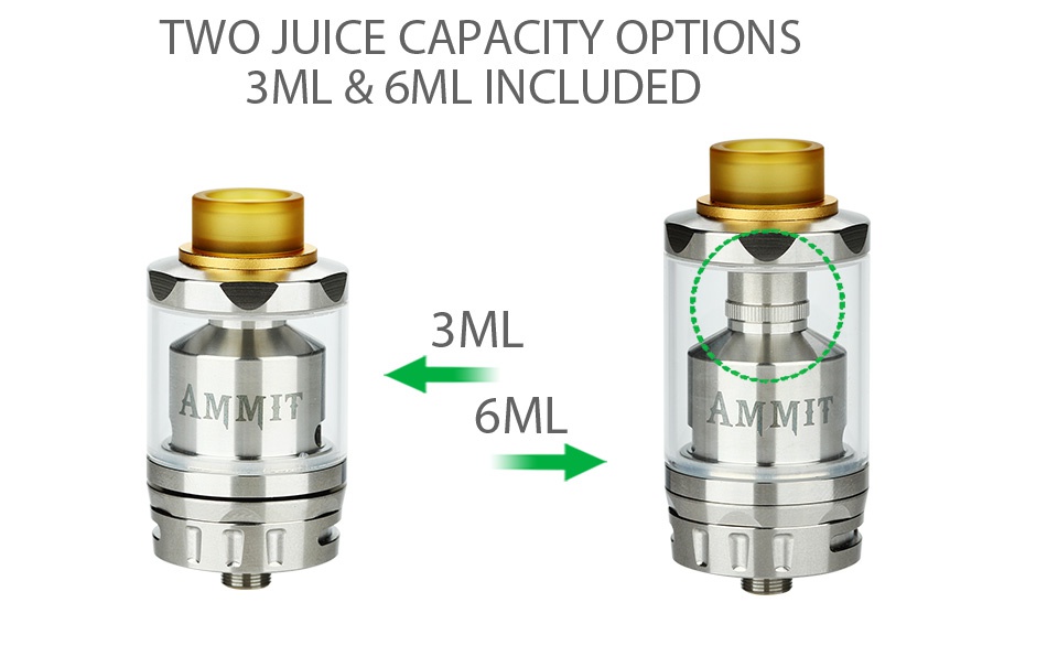 GeekVape Ammit RTA Dual Coil Version 3ml TWO JUICE CAPACITY OPTIONS 3ml 6ML INCLUded 3ML MMIT 6ML AMMIT