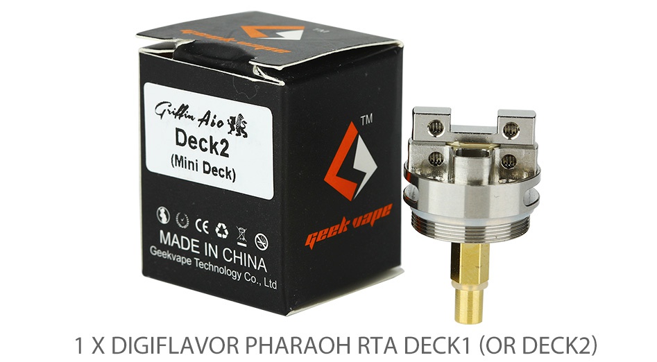 Digiflavor Interchangeable Deck for Pharaoh RTA  A Deck nI De y  2 MADE IN CHINA escape Technology Co  Ltd 1 X DIGIFLAVOR PHARAOH RTA DECK1 OR DECK2