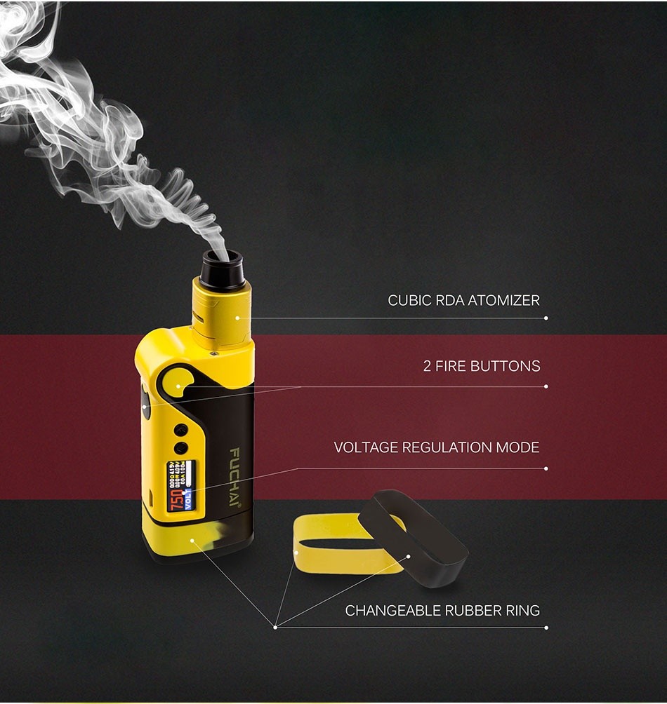 Vcigo K2 230W TC Kit CUBIC RDA ATOMIZER 2 FIRE BUTTONS OLTAGE REGULATION MODE CHANGEABLE RUBBER RING